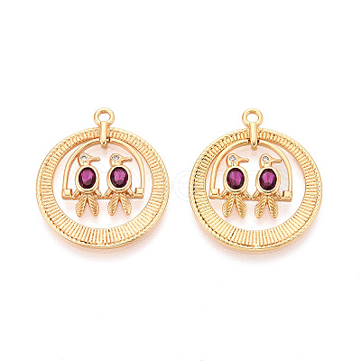 Brass Micro Pave Cubic Zirconia Pendants KK-N263-12G-1