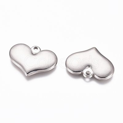 Non-Tarnish 304 Stainless Steel Stamping Blank Tag Heart Pendants STAS-G218-08P-03-1