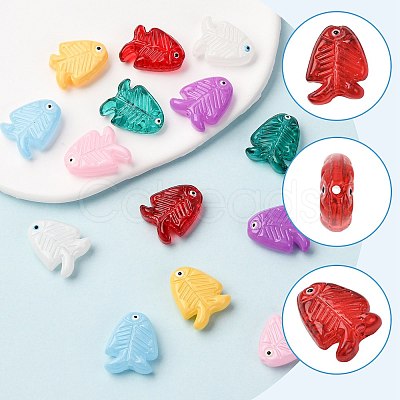 14Pcs 7 Colors Glass Enamel Beads LAMP-FS0001-59-1