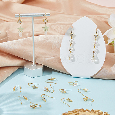 24Pcs 6 Styles Brass Micro Pave Clear Cubic Zirconia Earring Hooks EJEW-BBC0002-16-1