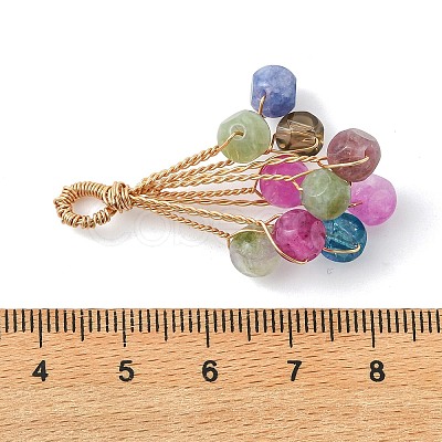 Natural Multicolor Tourmaline Dice Pendants PALLOY-JF05534-1