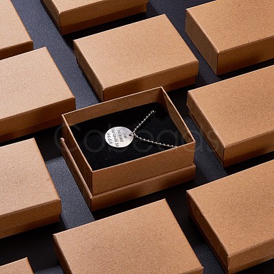 Kraft Cotton Filled Cardboard Paper Jewelry Set Boxes CBOX-R036-11A-1
