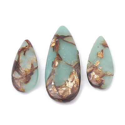 Assembled Synthetic Bronzite and Aqua Terra Jasper Pendants G-S328-003I-1
