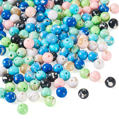 160Pcs 8 Colors Assembled Synthetic Stone and Trochus Shell Beads G-TA0002-31D-1