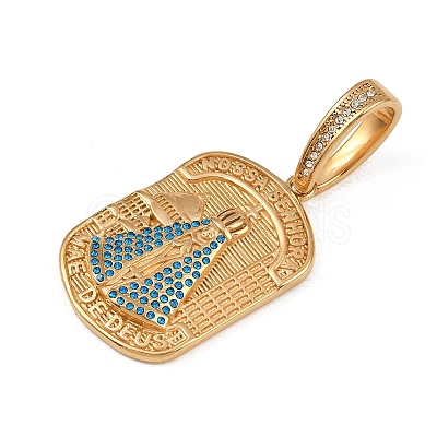 304 Stainless Steel with Rhinestone Pendants Hand Polished STAS-Z171-25G-02-1