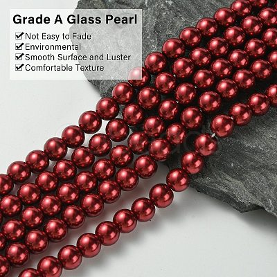 Eco-Friendly Dyed Glass Pearl Round Beads Strands HY-A008-8mm-RB038-1