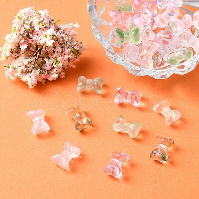35Pcs Transparent Spray Painted Glass Beads GLAA-YW0001-64-1