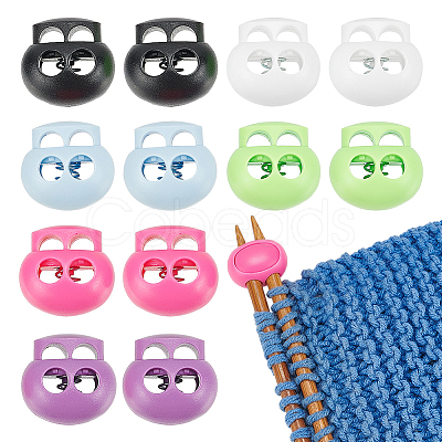 12Pcs 6 Colors Plastic & Iron Cord Locks FIND-WR0011-33-1