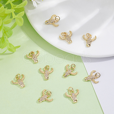10Pcs Brass Micro Pave Cubic Zirconia Charms KK-BBC0024-920-1