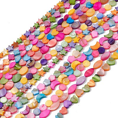 10 Strands Colorful Natural Freshwater Shell Dyed Beads Strands SHEL-M018-03-1