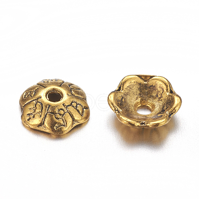 6-Petal Tibetan Style Alloy Flower Bead Caps LS-TIBE-S220-AG-NR-1