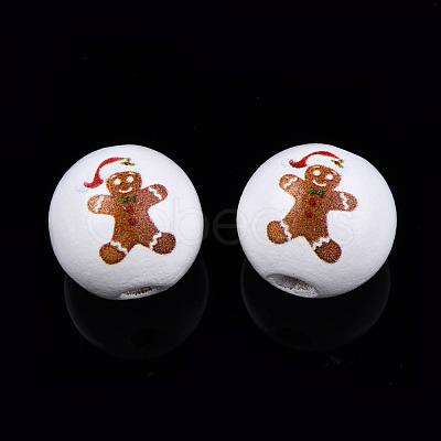 Painted Natural Wood Beads WOOD-N006-187-1