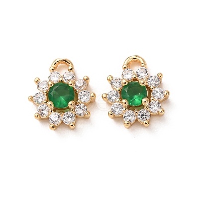 Brass Micro Pave Cubic Zirconia Charms CU-K002-39G-D-1