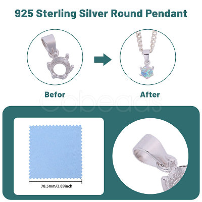 1Pc 925 Sterling Silver Pendant Cabochon Settings STER-BC0002-75B-1