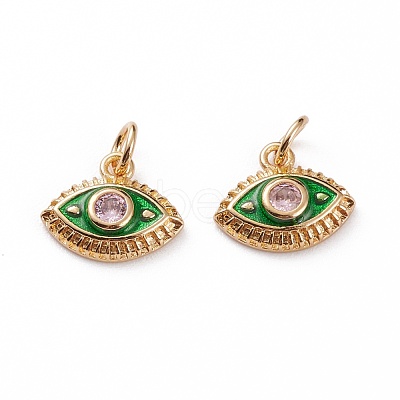 Brass Micro Pave Clear Cubic Zirconia Charms KK-C100-15G-1