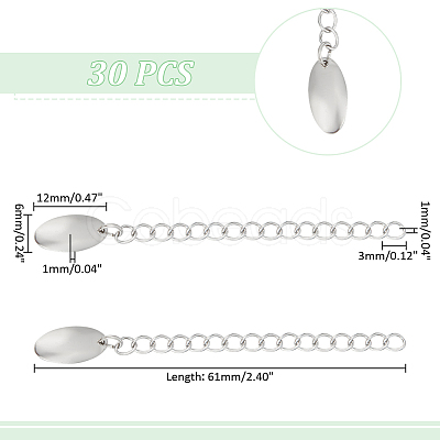Unicraftale 30Pcs 304 Stainless Steel Curb Chain Extender STAS-UN0053-94-1