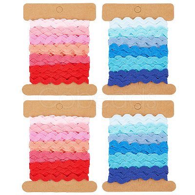 4 Cards 2 Styles Polyester Wavy Fringe Trim Ribbon DIY-GF0009-48H-1
