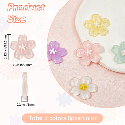 40pcs Sakura Series Opaque Resin Cabochons CRES-SP0001-17-1