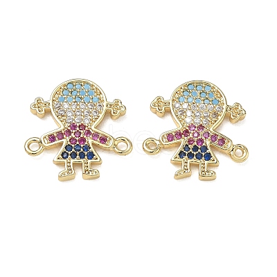 Brass Micro Pave Colorful Cubic Zirconia Connector Charms for Jewelry Making CU-CBAAA59-01G-06-1