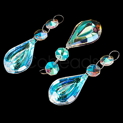 3Pcs Crystal Glass Hanging Sun Catcher AJEW-TADJ0001-08D-1