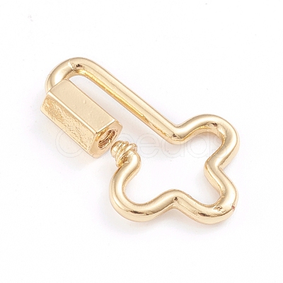 Brass Screw Carabiner Lock Charms X-ZIRC-I041-04G-1