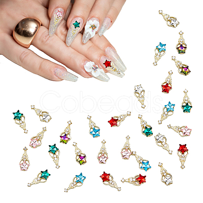 HOBBIESAY 30Pcs 6 Colors Alloy Rhinestone Cabochons MRMJ-HY0001-25-1