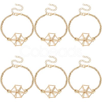 6Pcs Brass Braided Macrame Pouch Empty Stone Holder Bracelet Making BJEW-SC0001-73-1