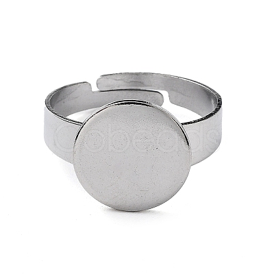 Non-Tarnish Adjustable 304 Stainless Steel Finger Rings Components STAS-F149-21P-D-1