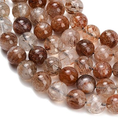 Natural Black Gold Rutilated Quartz Beads Strands G-L657-B02-10mm-1