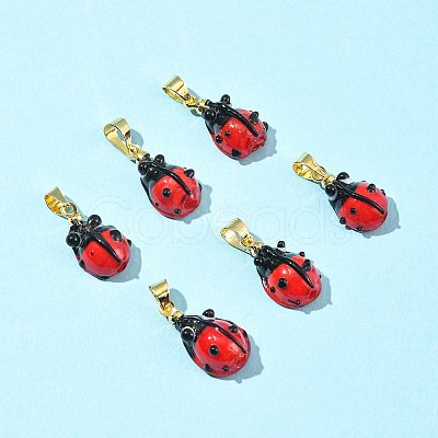 6Pcs Handmade Lampwork Pendants LAMP-FS0001-57B-1
