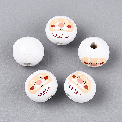 Christmas Spray Painted Schima Wood Beads WOOD-T032-38B-1