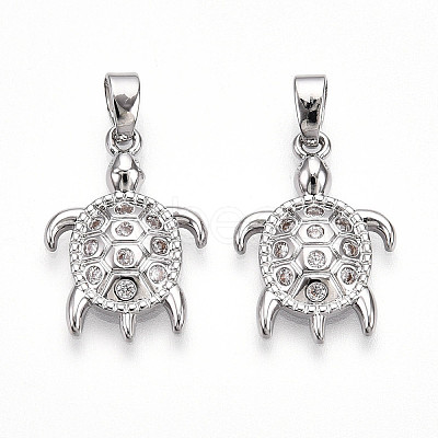Brass Micro Pave Cubic Zirconia Pendants KK-N257-06P-1