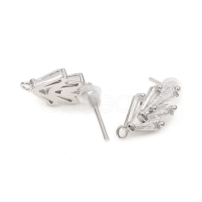 Brass Stud Earring Findings X-ZIRC-L096-16P-1