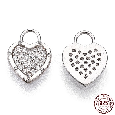 Rhodium Plated 925 Sterling Silver Micro Pave Cubic Zirconia Charms STER-T004-66P-1