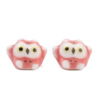 Cute Hand Painted Mini Owl Porcelain Beads PORC-F014-01F-1