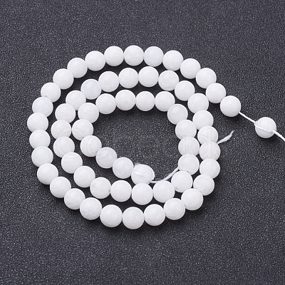 Natural White Jade Beads Strands X-GSR6mmC067-1