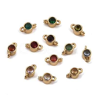 12 Colors 304 Stainless Steel Pave Cubic Zirconia Geometric Connector Charms SA-CBAFEA1-01B-G-1