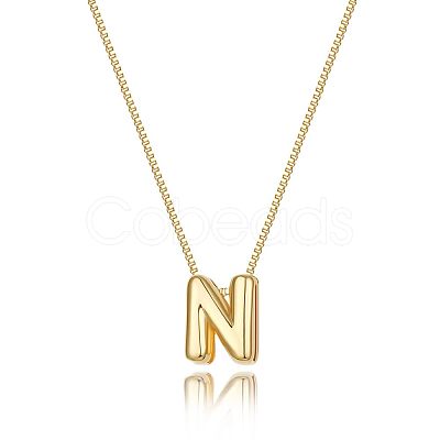 Brass Initial Pendant Box Chain Necklaces for Women FS-WG5C822-14-1