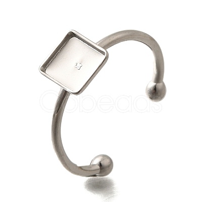 304 Stainless Steel Open Cuff Ring Components STAS-M057-01H-P-1