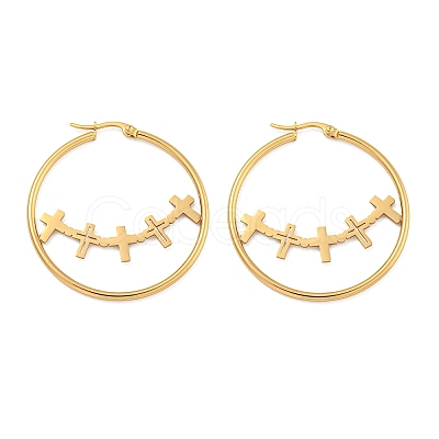 304 Stainless Steel Huggie Hoop Earrings EJEW-P282-01E-G-1
