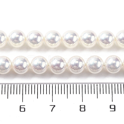 UV Plating Pearlized Glass Pearl Beads Strands GLAA-F128-01A-T1-1