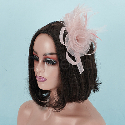 Polyester & Fether Hair Accessories AJEW-WH0031-31B-1