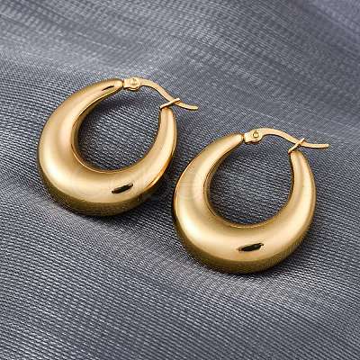 PVD Vacuum Plating 304 Stainless Steel Chunky Hoop Earrings for Women EJEW-F280-06E-G-1