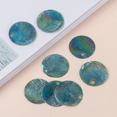 AB Color Plated Capiz Shell Pendants X-SSHEL-T008-01A-1