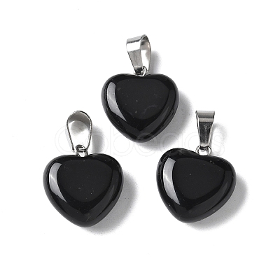 Natural Black Agate Pendants G-I311-A16-01-1