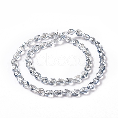 Transparent Electroplate Glass Beads Strands GLAA-C025-02G-1