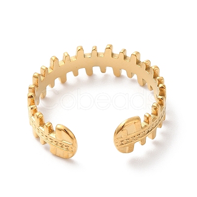Ion Plating(IP) 304 Stainless Steel Zipper Shape Open Cuff Ring for Women RJEW-K245-36G-1