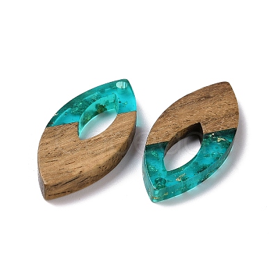 Transparent Resin & Walnut Wood Pendants RESI-N025-047A-02-1