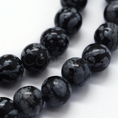 Natural Snowflake Obsidian Beads Strands G-I199-36-4mm-1