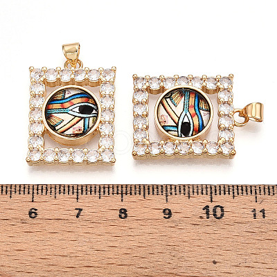 Brass Micro Pave Clear Cubic Zirconia Pendants for Women KK-T070-91A-06-1